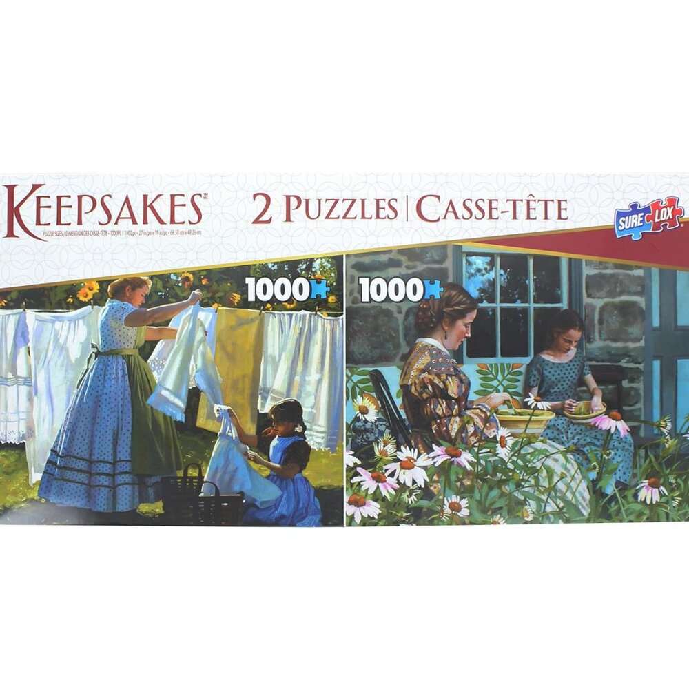Set of 2 Keepsakes 1000pcs Puzzles | Wash Day & Snapping Beans New In Box
